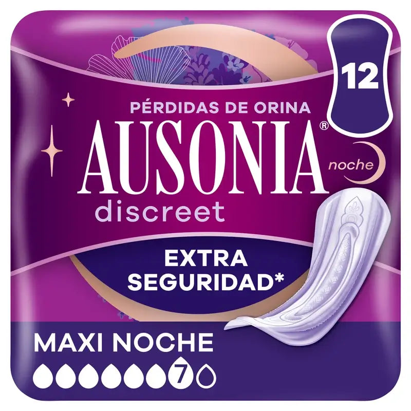 Ausonia Discreet Compresas para Pérdidas de Orina Maxi Noche, 12 Unidades