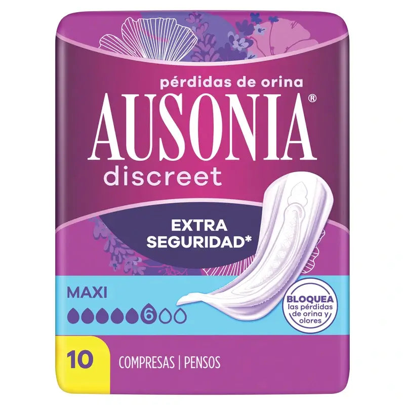 Ausonia Discreet Maxi Compresas para Pérdidas de Orina, 10 Unidades