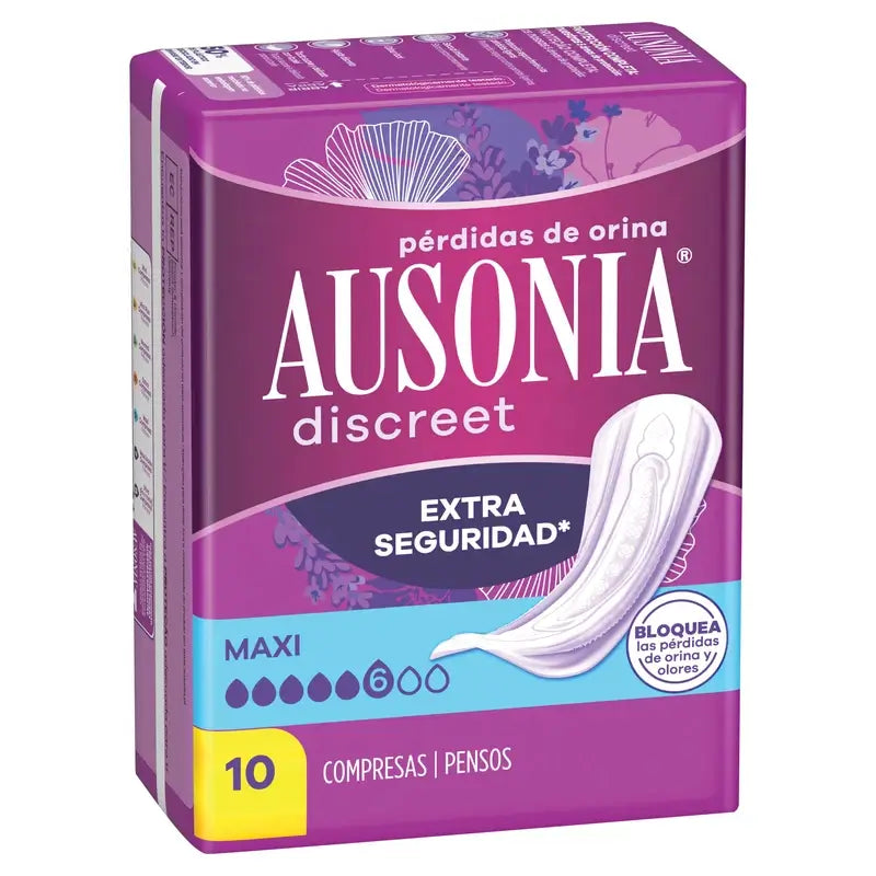 Ausonia Discreet Maxi Compresas para Pérdidas de Orina, 10 Unidades