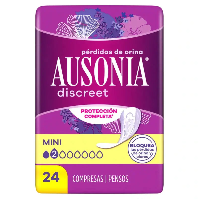 Ausonia Discreet Compresas para Pérdidas de Orina Mini, 24 Unidades