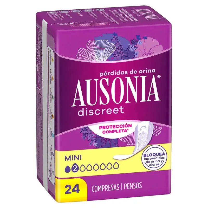 Ausonia Discreet Compresas para Pérdidas de Orina Mini, 24 Unidades