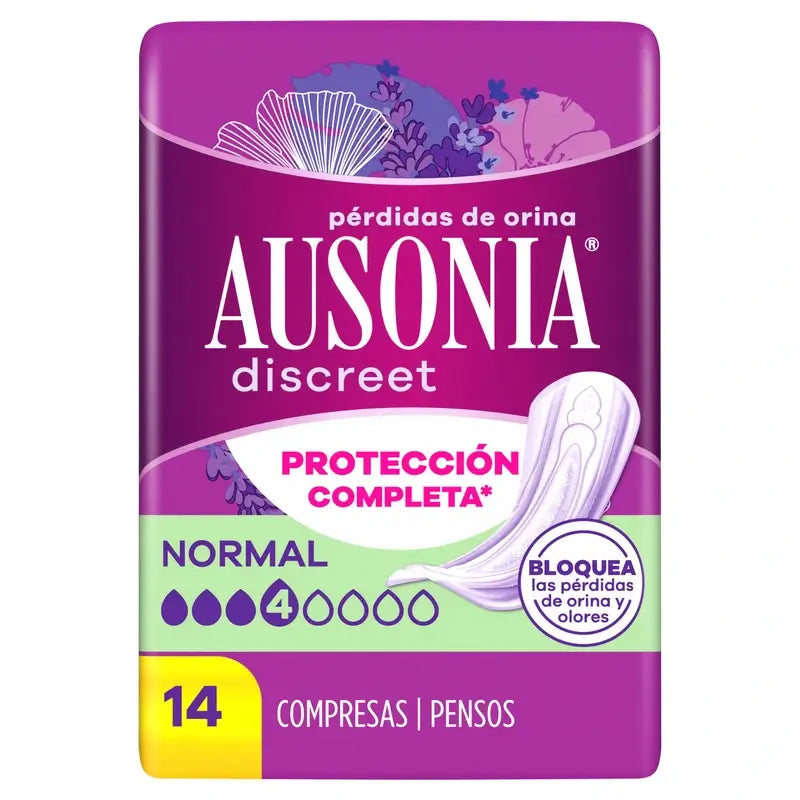 Ausonia Discreet Compresas para Pérdidas de Orina Normal, 14 Unidades