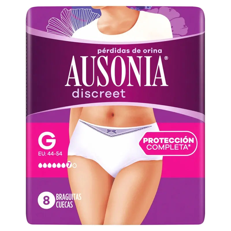 Ausonia Discreet Braguitas para Incontinencia Plus Talla G, 8 Braguitas