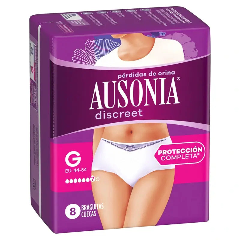 Ausonia Discreet Braguitas para Incontinencia Plus Talla G, 8 Braguitas