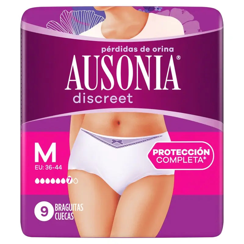 Ausonia Discreet Braguitas para Incontinencia Plus Talla M, 9 Braguitas