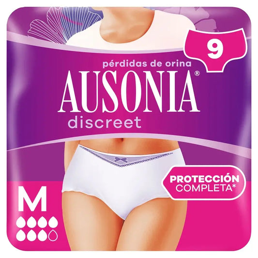 Ausonia Discreet Braguitas para Incontinencia Plus Talla M, 9 Braguitas