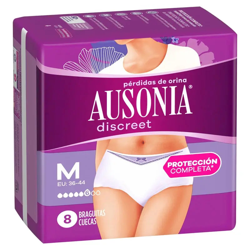 Ausonia Discreet Braguitas para Incontinencia Normal Talla M, 8 Braguitas