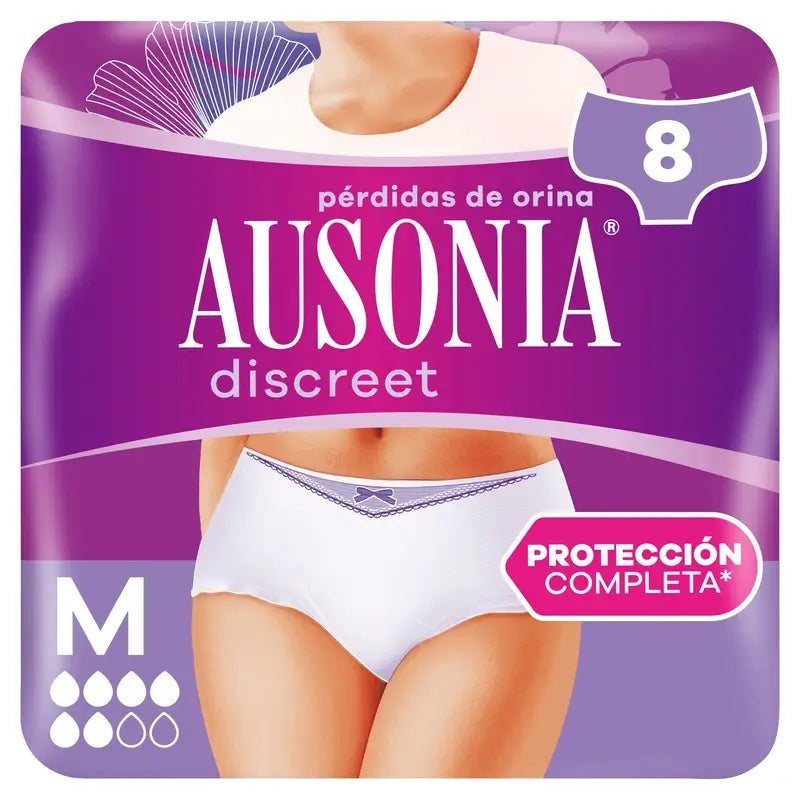 Ausonia Discreet Braguitas para Incontinencia Normal Talla M, 8 Braguitas