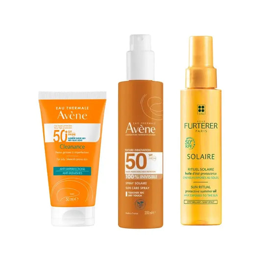 Avene Cleanance Spf 50+ 50 Ml + Spray Invisible Spf 50 200 Ml + Aceite Solar Protector Kpf 50⁺ 100 Ml