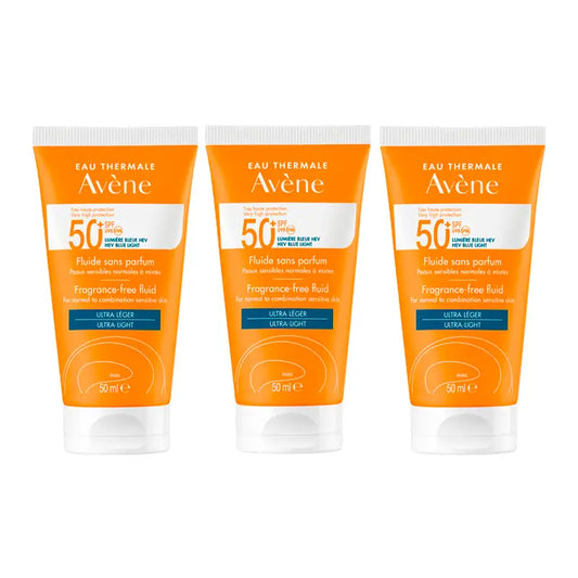 Avene  Solar Fluido Sin Perfume Spf 50+, 3 x 50 ml