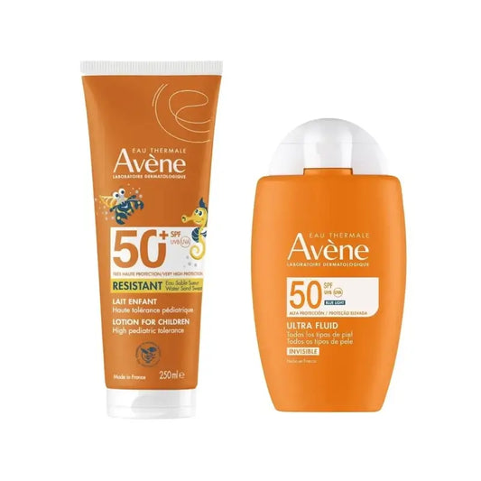 Avene Ultra Fluido Invisible Spf50 50 Ml + Leche Spf 50+ Niños 250 Ml