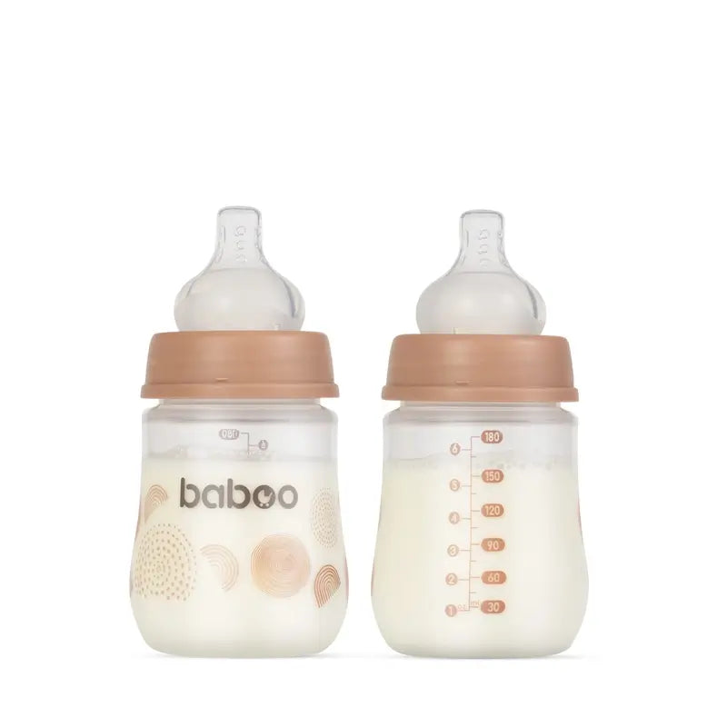 Baboo Biberón Anticólico 0+ Meses Au Naturale, 180 ml