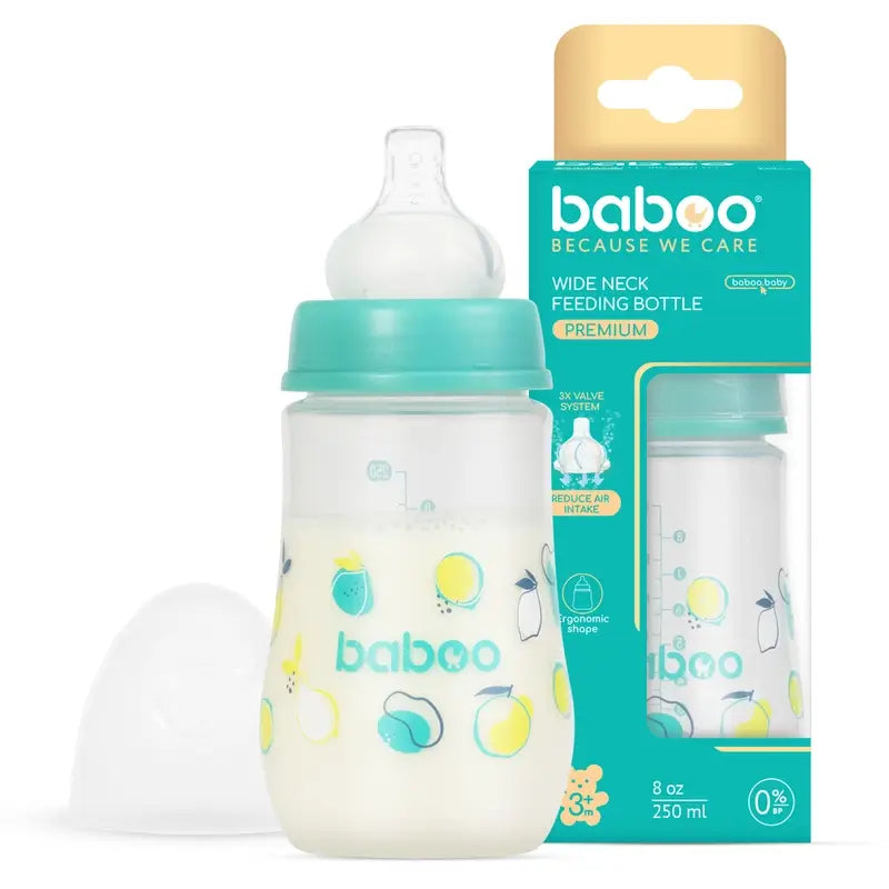 Baboo Biberón Anticólico 3+ Meses Lagoon Fiesta, 250 ml