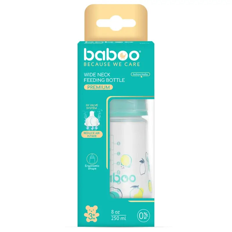 Baboo Biberón Anticólico 3+ Meses Lagoon Fiesta, 250 ml