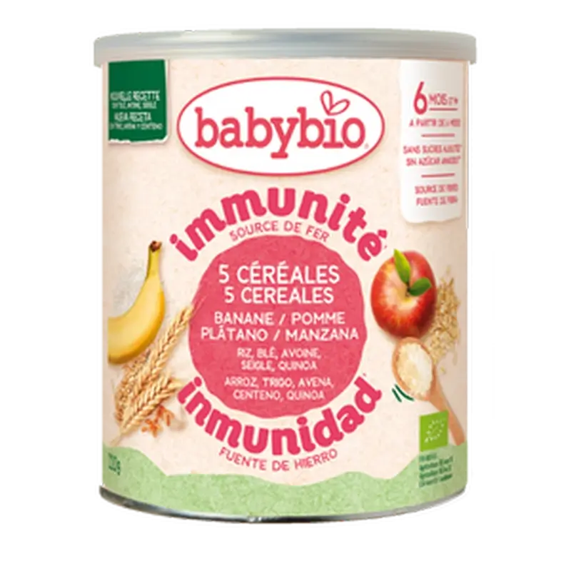 Babybio 5 Cereales con Fruta , 220 gr