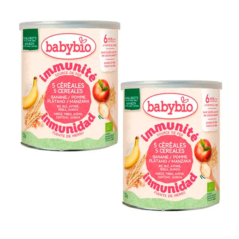Babybio 5 Cereales con Fruta , Pack 2 x 220 gr