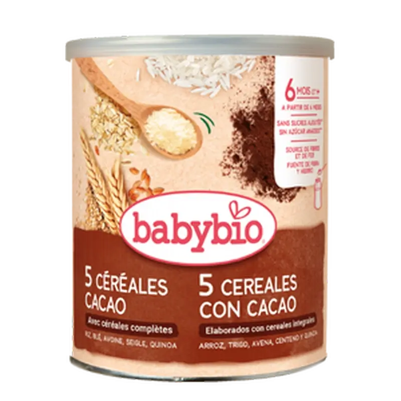 Babybio 5 Cereales con Cacao , 220 gr