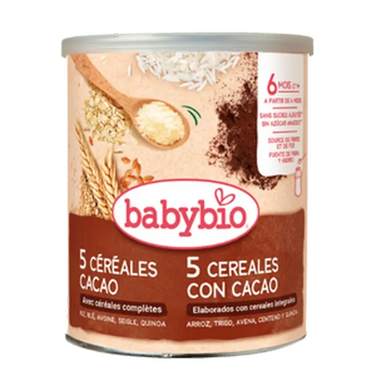 Babybio 5 Cereales con Cacao , 220 gr