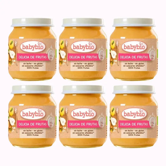 Babybio Delicia de Fruta, Pack 6 x 130 gr