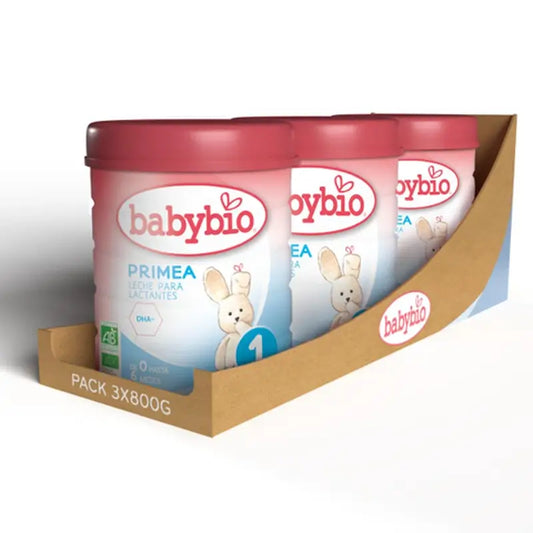 Babybio Primea 1 Leche de Vaca Lactantes 0-6 Meses, Pack 3 x 800 gr