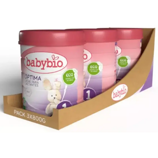 Babybio Optima 1 Leche de Vaca 0-6 Meses, Pack 3 x 800 gr