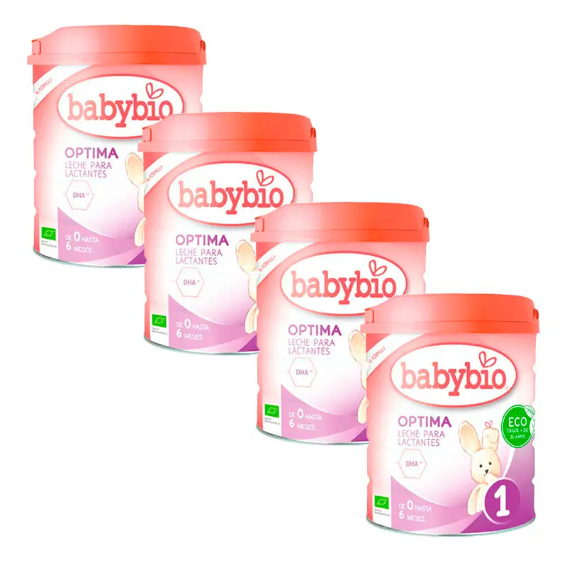 Babybio Optima 1 Leche de Vaca 0-6 Meses, Pack 4 x 800 gr