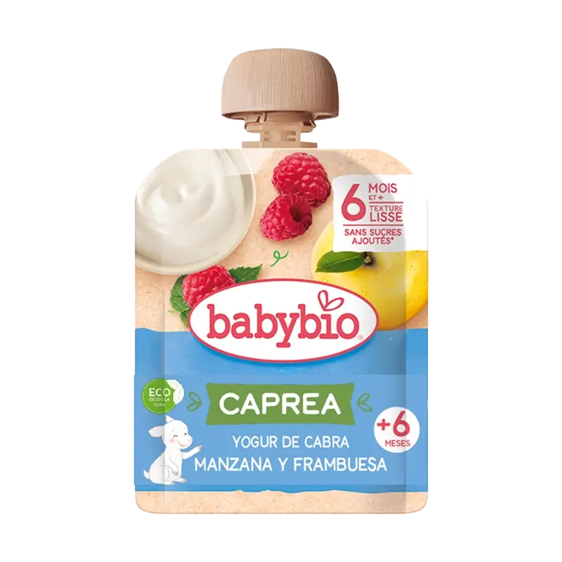 Babybio Pouche Yogur De Cabra, Manzana Y Frambuesa, 85 g