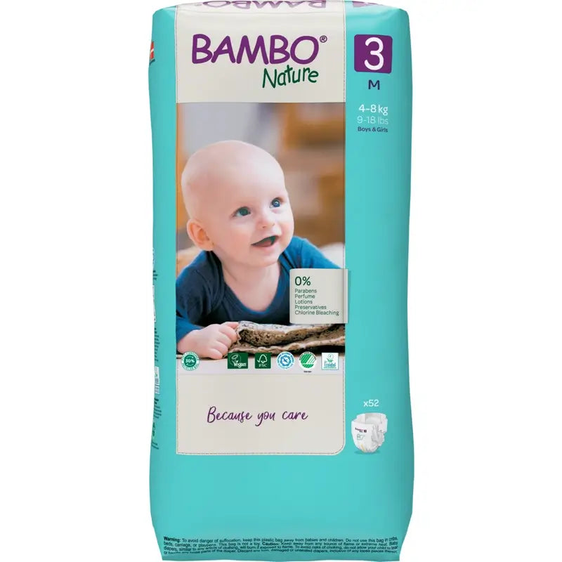 Bambo Nature Pañales Talla 3 (4–8 Kg), 52 unidades
