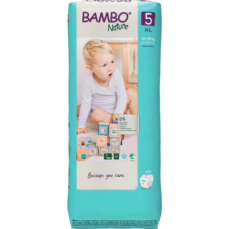 Bambo Nature Pañales Talla 5 (12-18 Kg), 44 unidades