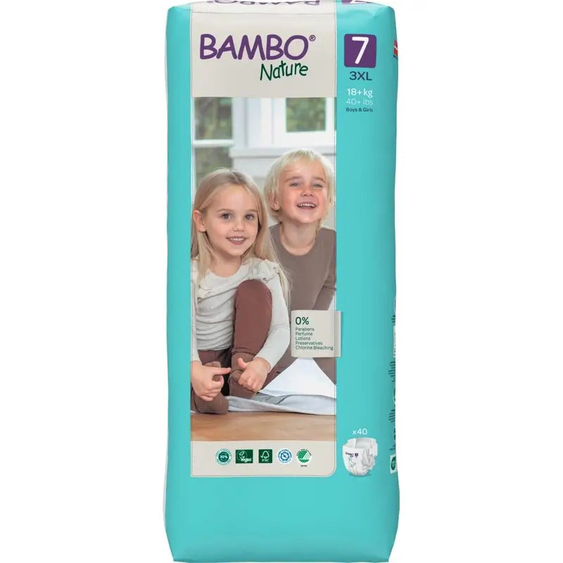 Bambo Nature Pañales Tamaño 7 (18+ Kg), 40 unidades