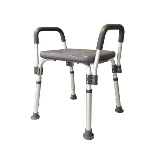 banqueta de ducha regulable con reposabrazos, gris