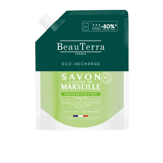 Beauterra Higiene Corporal Refill Jabón De Marsella Menta-Limón 900 Ml