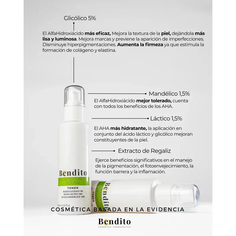 Bendito Tónico Exfoliante Skin Retexturizing & Gl8W, 125 Ml