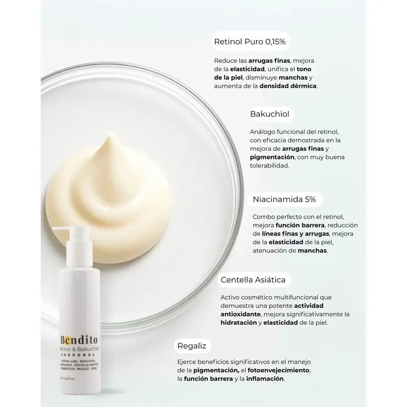 Bendito Retinol & Bakuchiol Crema Corporal, Pack 2 x 200 ml