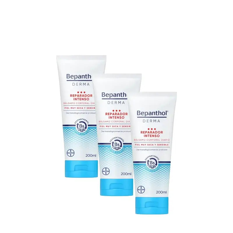 Bepanthol Derma Bálsamo Reparador Intenso Corporal Diario, Pack 3 x 200 ml