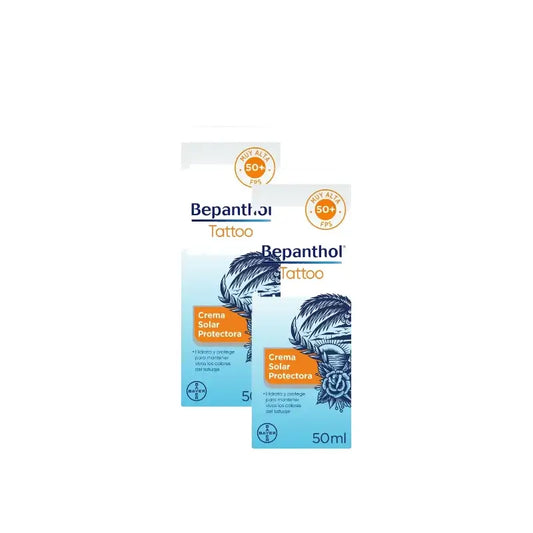 Bepanthol Tattoo Crema Solar SPF50, Pack 2 x 50 ml