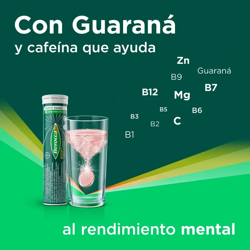 Berocca Boost Magnesio, Vitaminas y Minerales con Guaraná, 30 comprimidos Efervescentes