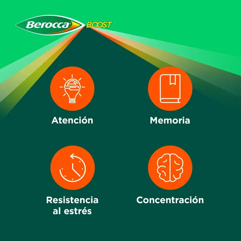 Berocca Boost Magnesio, Vitaminas y Minerales con Guaraná, 30 comprimidos Efervescentes