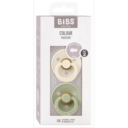 Bibs Chupetes Colour Round Ivory/Sage 6-18m, 2 Unidades