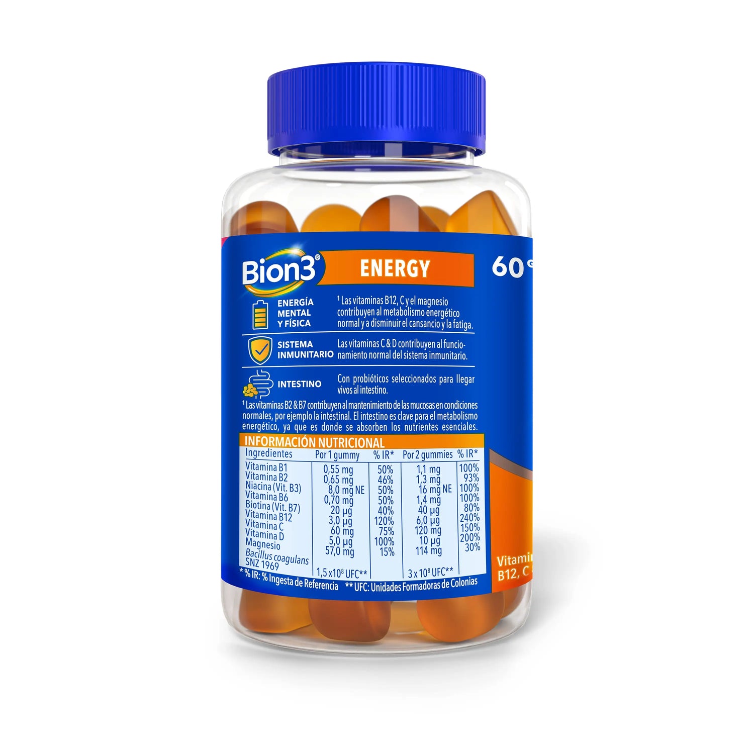 Bion3 Gummies Energy, Vitaminas con Probióticos, Vitamina B12, Vitamina C, D y Magnesio