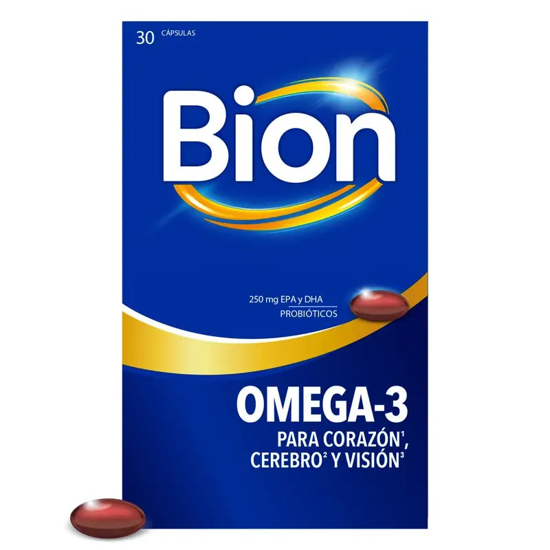 Bion3 Omega-3 Con Probióticos, 30 cápsulas