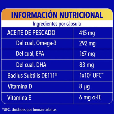 Bion3 Omega-3 Con Probióticos, 30 cápsulas