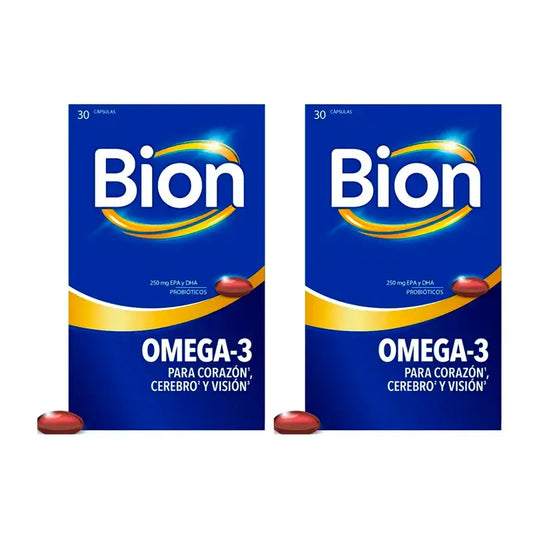 Bion3 Omega-3 Con Probióticos, Pack 2 x 30 cápsulas