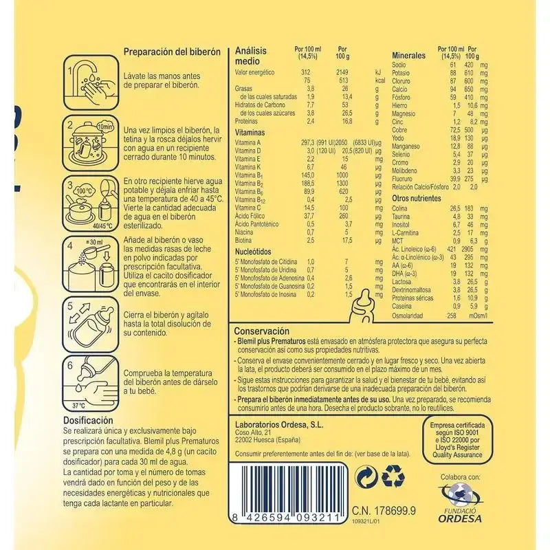 Blemil Plus Prematuros, Pack 2 x 400 gr