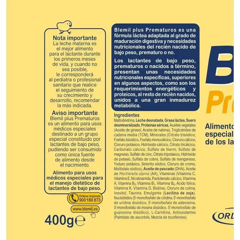 Blemil Plus Prematuros, Pack 3 x 400 gr