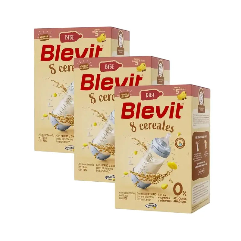 Blevit Alimentación Infantil Bibe 8 Cereales, 3X500 Grs