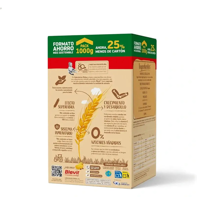 Blevit Alimentación Infantil Superfibra 8 Cereales Formato Ahorro, 1000 gr