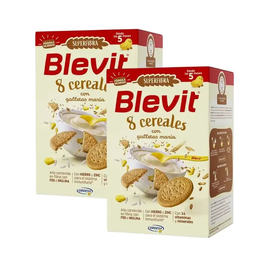 Blevit Alimentación Infantil Superfibra 8 Cereales Y Galleta, 2X500 Grs