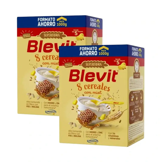 Blevit Alimentación Infantil Superfibra 8 Cereales Y Miel, 2X1000 Grs