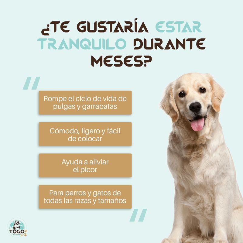 Togo Collar Antiparasitario Repelente Para Perros Todos los Tamaños - Blanco